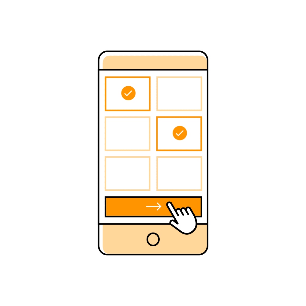 Selecting photos in the Pelipost app